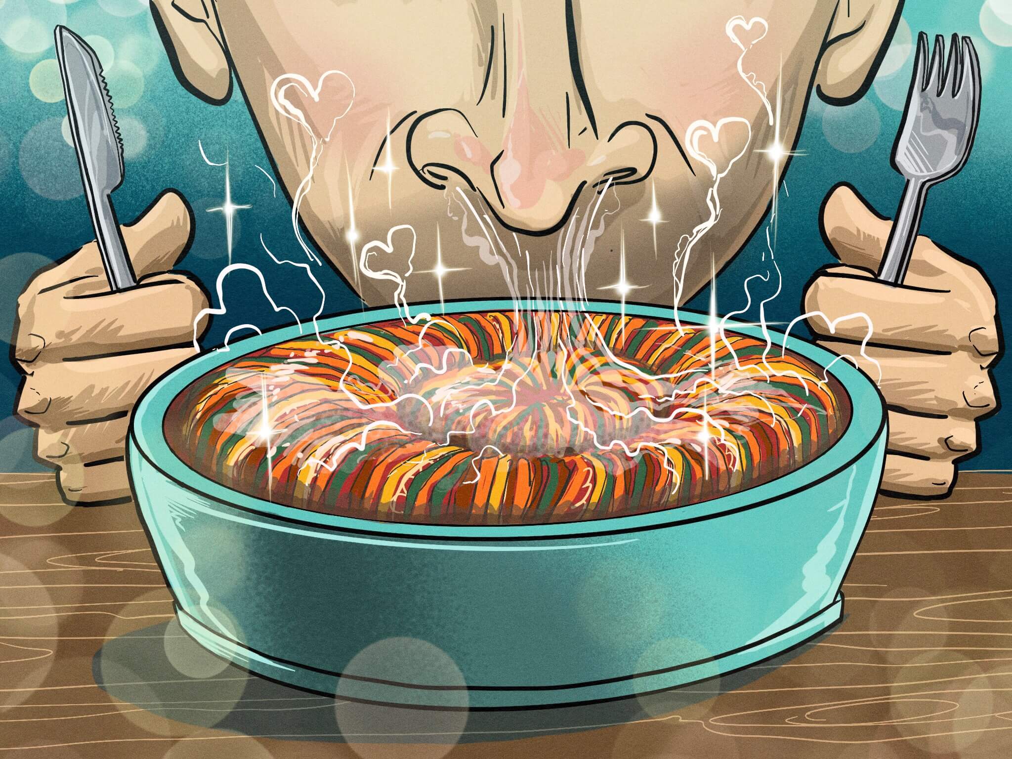 Man smelling ratatouille dish International Flavors and Fragrances NYSE IFF (1)