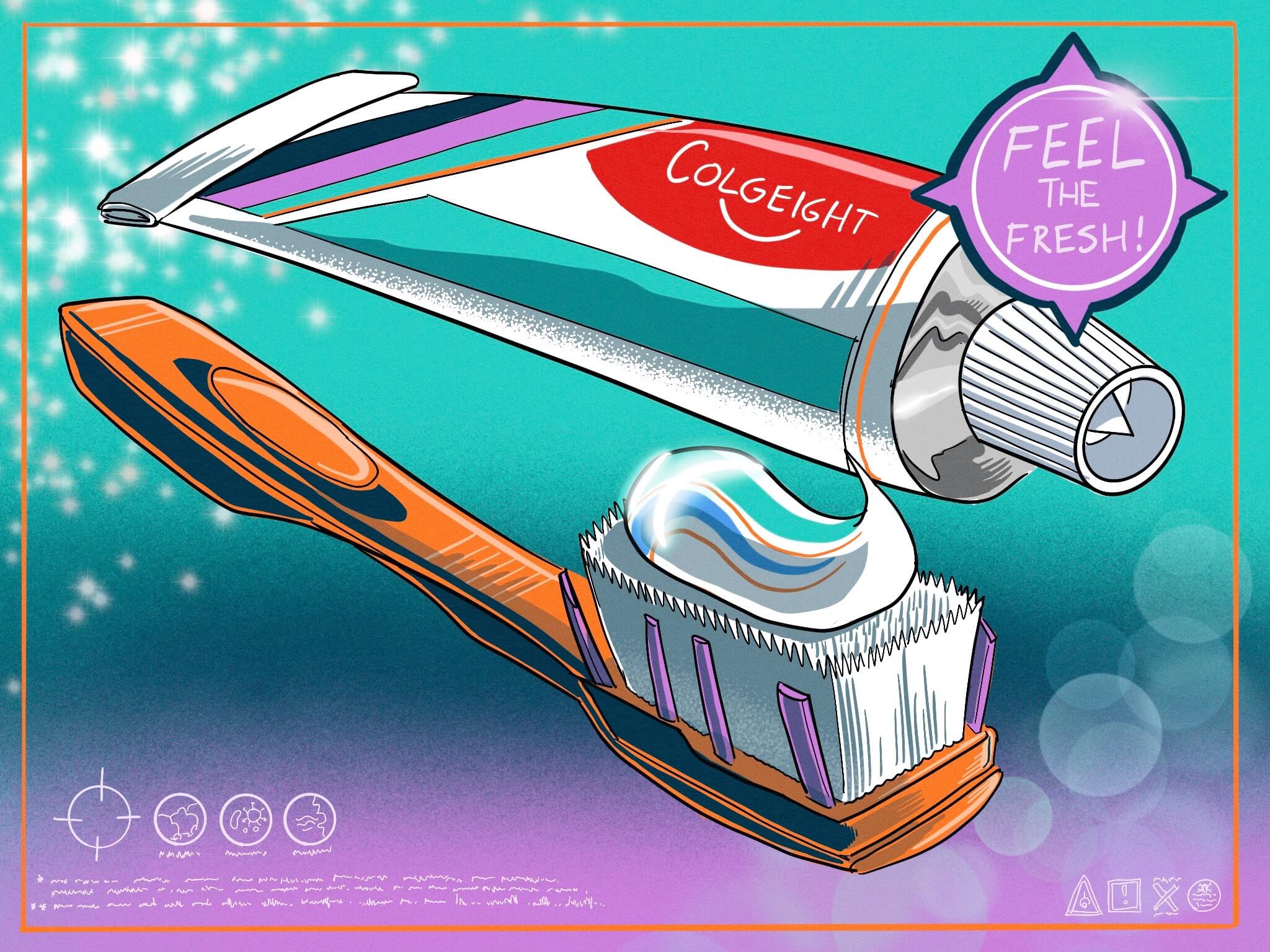 Tooth brush and Toothpaste illustration Colgate Palmolive NYSE CL - ENG
