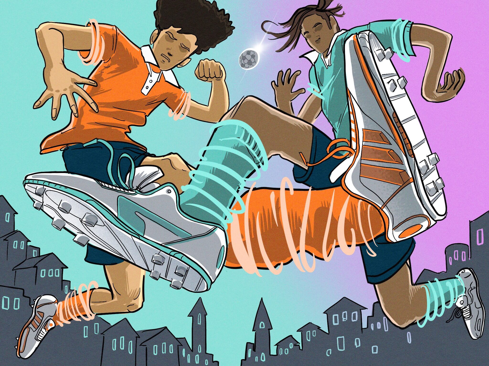 Two football players dribbling the ball wearing puma shoes puma BATS EU PUMD