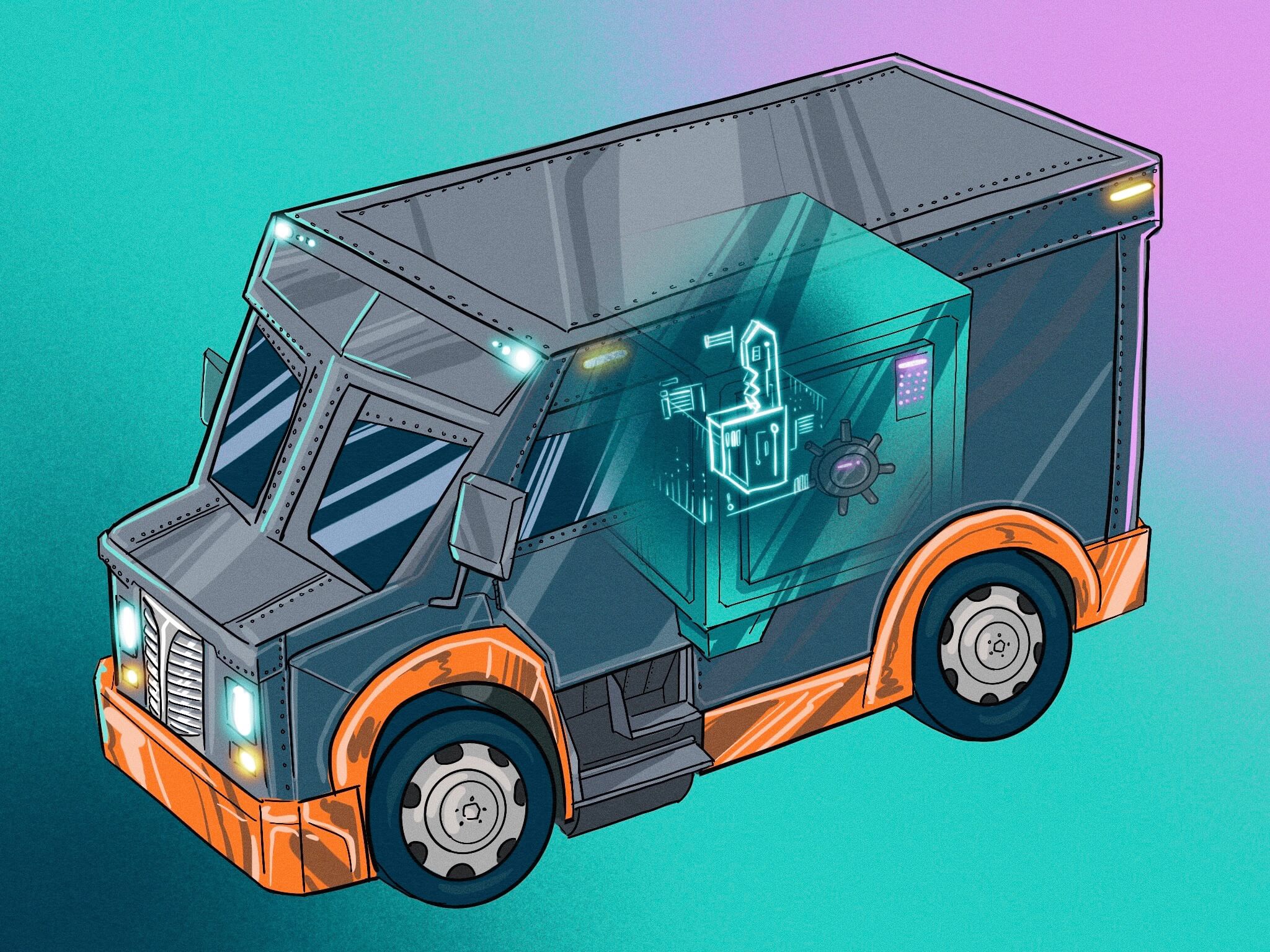 armored truck transporting assets illustration brinks company nyse bco (1)