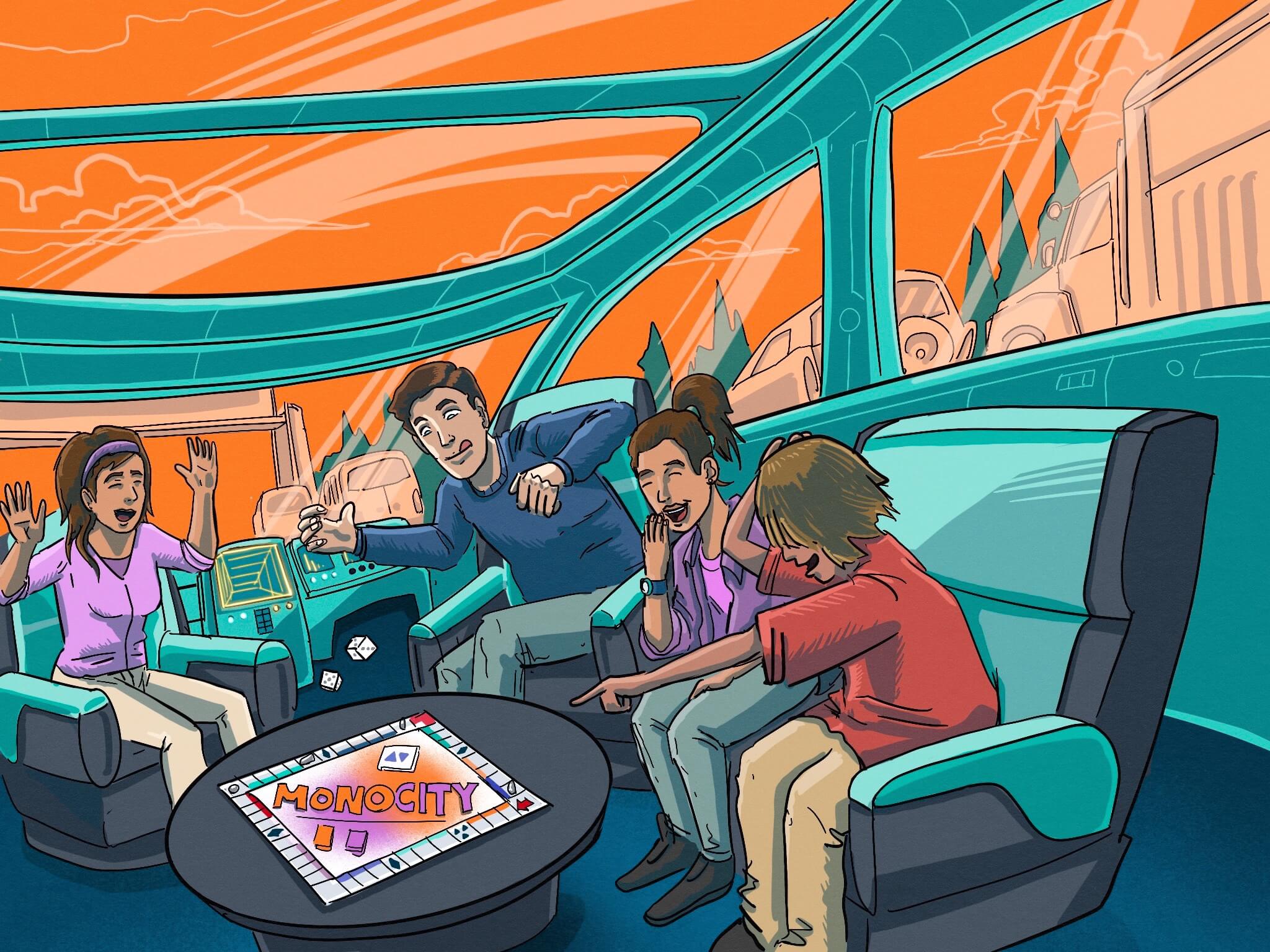 autonomous car family playing boardgames mobileye global nasdaq mbly